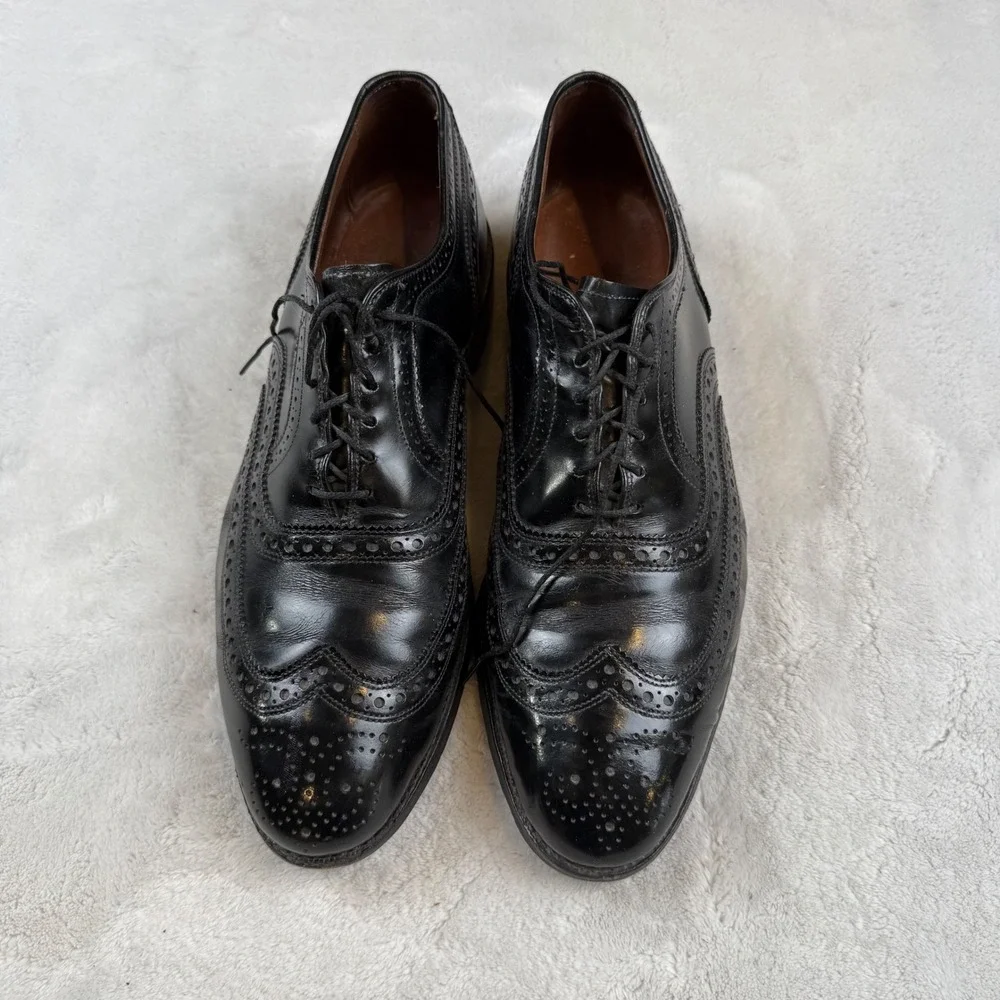 Allen Edmonds McAllister Black Leather Wingtip Oxford Shoes‎ 6215 Mens 9.5 C